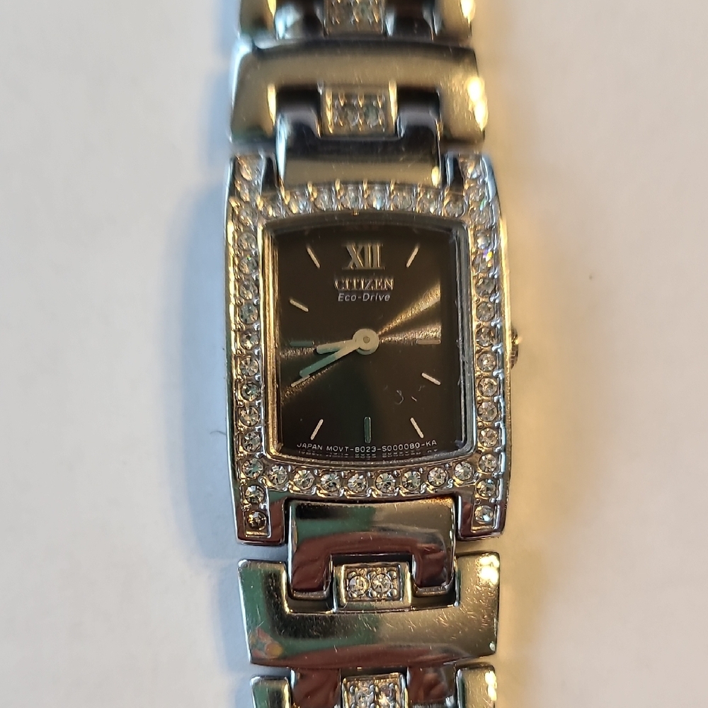 Citizen Eco-Drive Silver Watch with Black Face